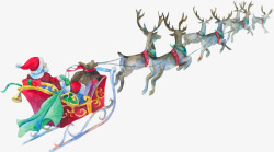 圣诞节装饰画麋鹿车上的圣诞老人高清图片