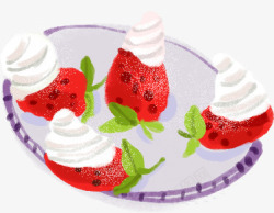 水彩卡通蛋糕店草莓蛋糕素材