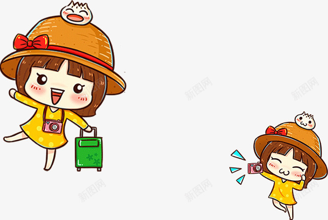 可爱卡通戴帽子的小姑娘png免抠素材_新图网 https://ixintu.com 卡通 可爱 小姑娘 戴帽子
