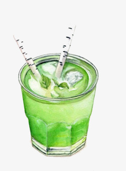 水彩汁绿色果汁高清图片