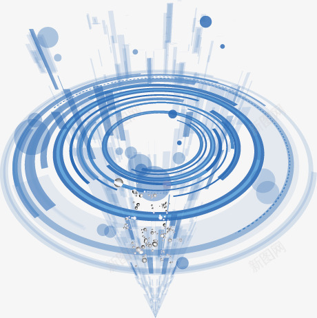蓝色科技感抽象圈圈png免抠素材_新图网 https://ixintu.com 圆环 圈圈 抽象 放射状 科技感 蓝色