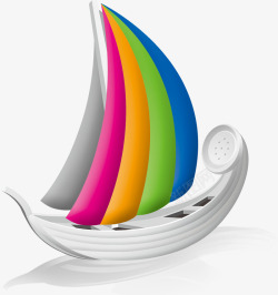 帆船彩色卡通彩色帆船型电话高清图片