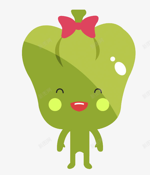 卡通可爱的菜椒图png免抠素材_新图网 https://ixintu.com 创意的 可爱的 插图 绿色的 菜椒 蔬菜 表情 辣椒