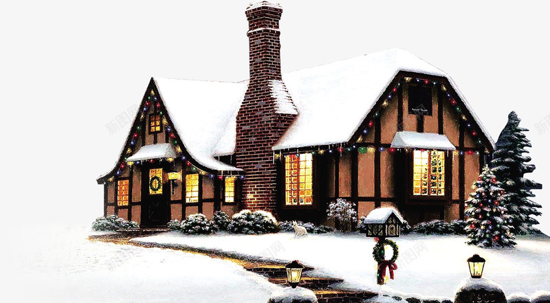 堆满白雪的小房子png免抠素材_新图网 https://ixintu.com 下雪 冬季 圣诞 小房子 雪地