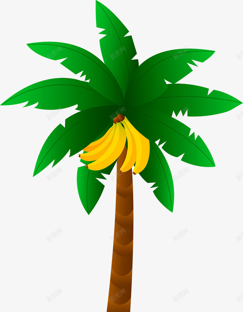 卡通椰树png免抠素材_新图网 https://ixintu.com 手绘椰子树 海滩椰树 绿色图案 绿色植物