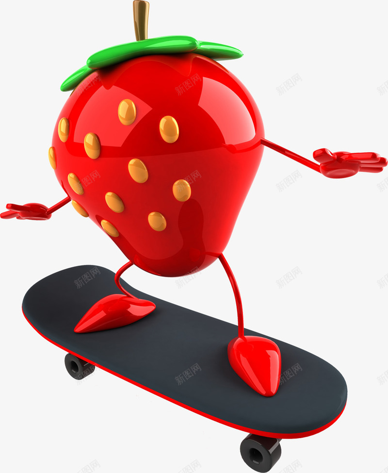 草莓png免抠素材_新图网 https://ixintu.com 创意 植物 水果 滑板草莓 草莓