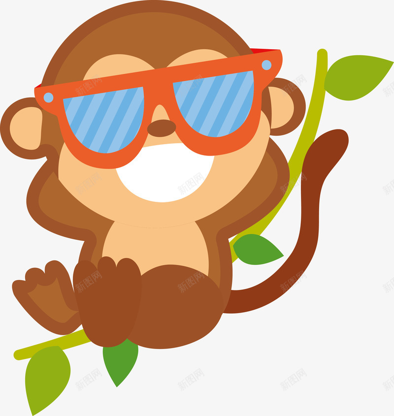 戴墨镜的可爱小猴子png免抠素材_新图网 https://ixintu.com 动物 卡通猴子 可爱猴子 可爱猴子表情 墨镜 手绘猴子 水彩 猴子 猴子表情 矢量动物 矢量猴子 表情