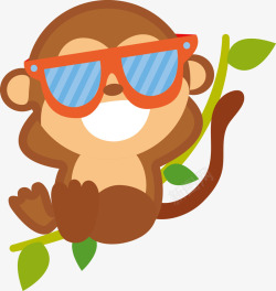 戴墨镜的可爱小猴子素材