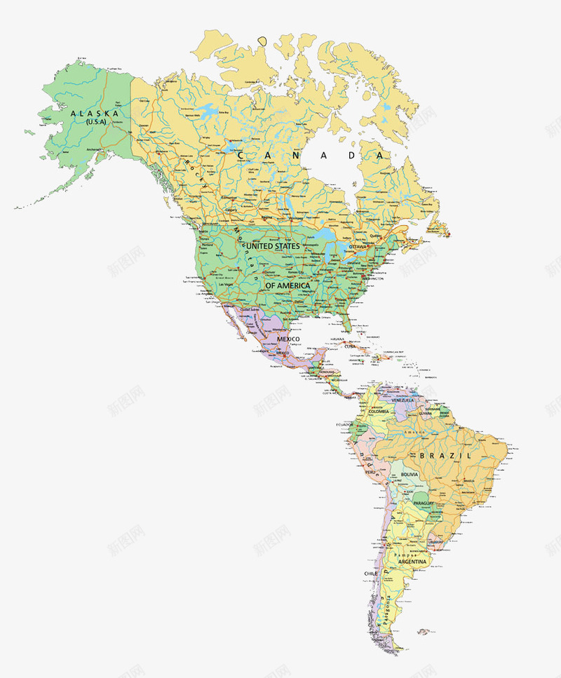 南美洲地图png免抠素材_新图网 https://ixintu.com 南美洲地图 国家 地区 地图 英文版地图