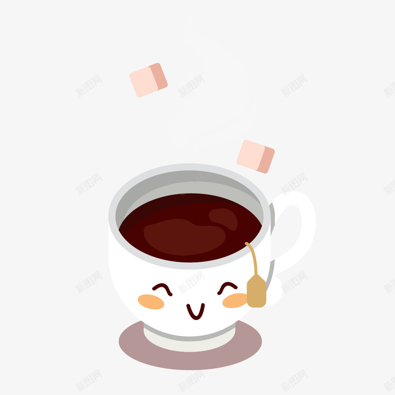 加糖咖啡png免抠素材_新图网 https://ixintu.com 咖啡杯 微笑 杯子 表情