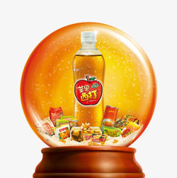 零食饮料创意水晶球中的苹果西打高清图片