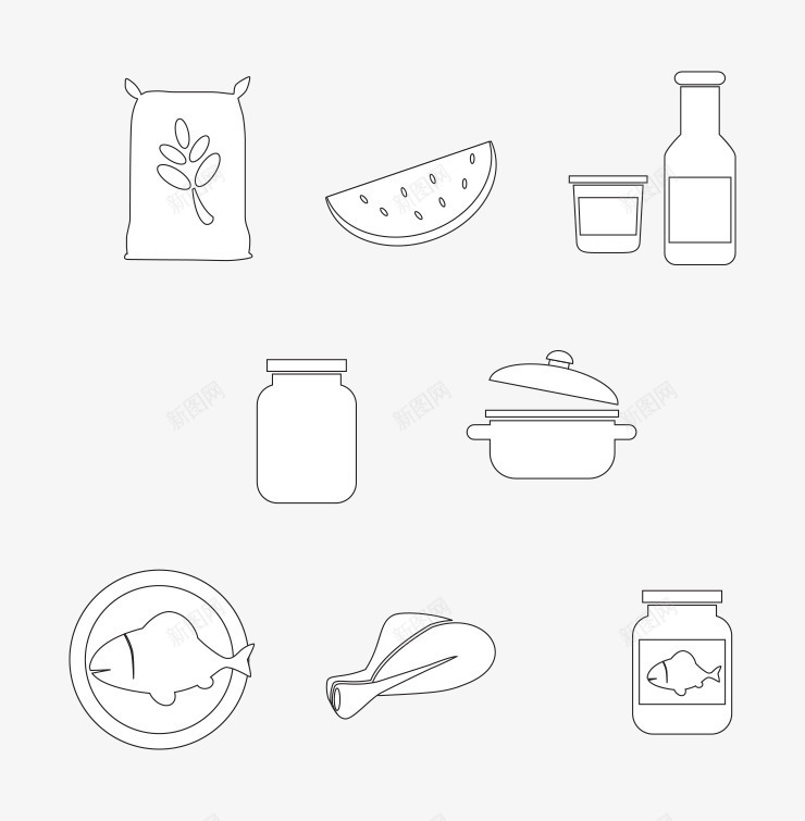 食品icon图标png_新图网 https://ixintu.com icon 线型 西瓜 黑色