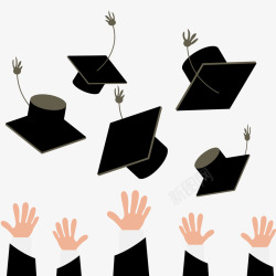 毕业帽子卡通扔博士帽的毕业人群手臂高清图片