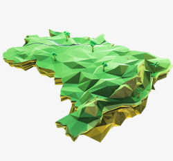 绿色立体多边形岛屿素材