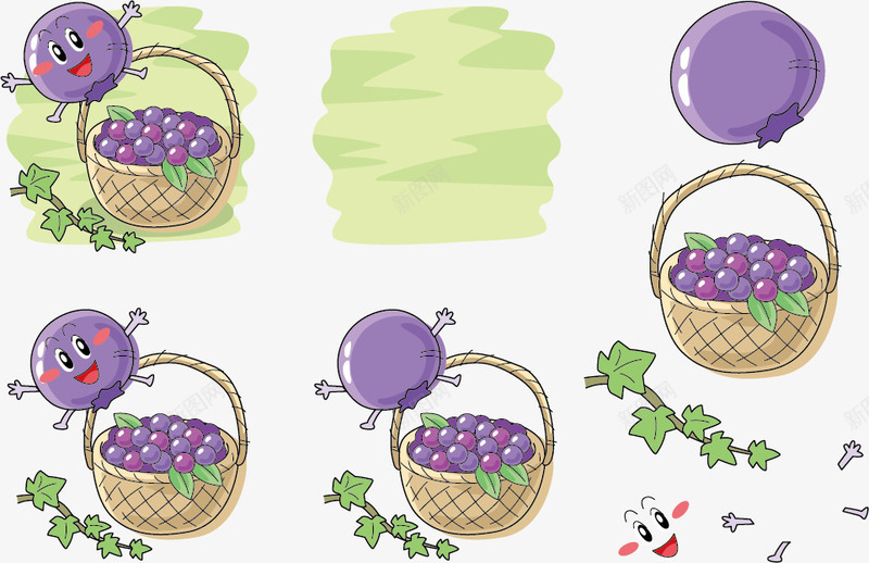 一篮子蓝莓表情矢量图ai免抠素材_新图网 https://ixintu.com 手绘 水果 篮子 蓝莓 表情 矢量图