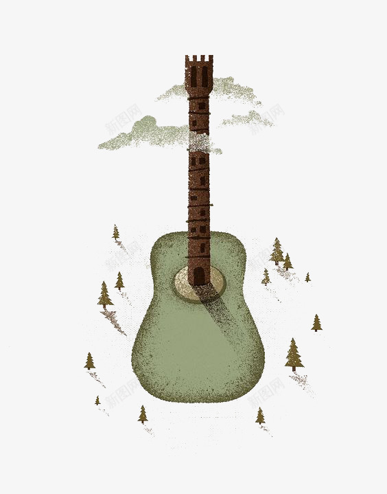 吉他插画png免抠素材_新图网 https://ixintu.com 创意吉他 手绘吉他 文艺插画 新图网