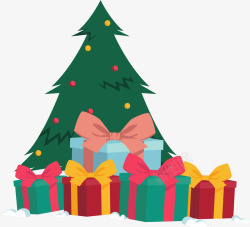 彩色光效圣诞树堆满礼物的圣诞树矢量图高清图片