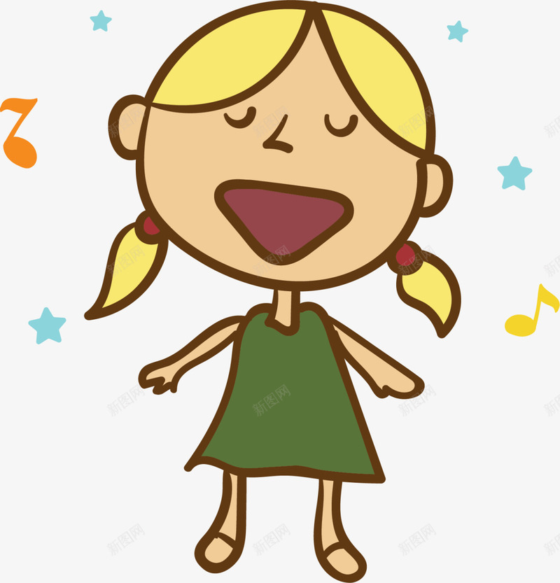 微笑卡通唱歌女孩png免抠素材_新图网 https://ixintu.com 321 世界儿歌日 儿童节 唱歌女孩 图案 女高音 歌唱 音符