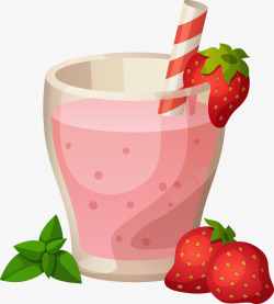 精美草莓奶昔素材