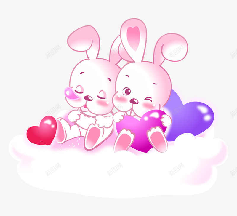 卡通可爱小兔子png免抠素材_新图网 https://ixintu.com 云朵 卡通 可爱 小兔子 心