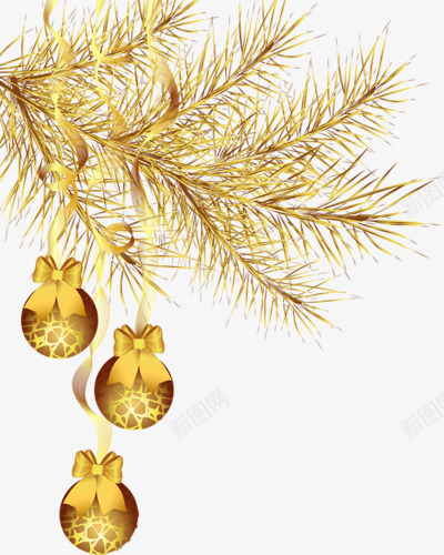 金色圣诞装饰png免抠素材_新图网 https://ixintu.com 圣诞节 圣诞饰品 装饰素材 金色
