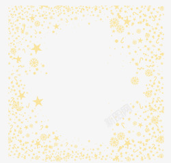 雪花五角星冬季黄色星星框架高清图片