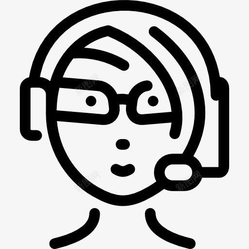 女人用的耳机和麦克风图标png_新图网 https://ixintu.com 人 头 女性 电话 眼镜 胸 视频通话