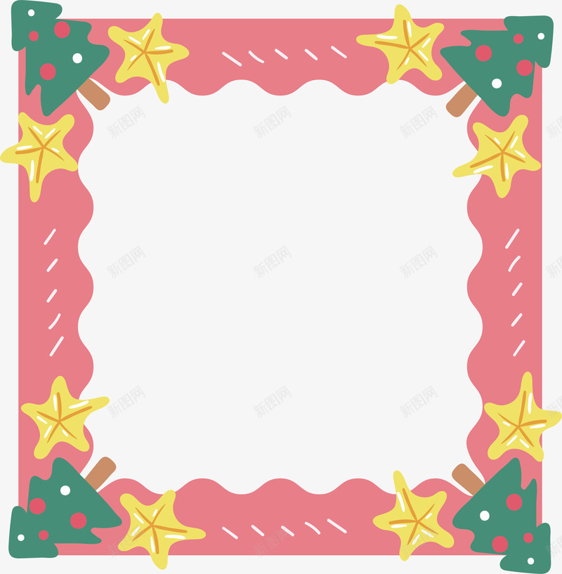 卡通星星装饰圣诞边框png免抠素材_新图网 https://ixintu.com 圣诞树 圣诞节 圣诞边框 星星边框 矢量png 粉色边框
