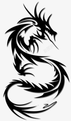 水墨龙剪纸龙素材