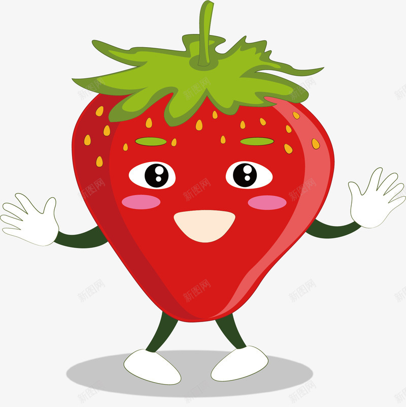 红色的卡通草莓矢量图ai免抠素材_新图网 https://ixintu.com 卡通 卡通造型 水果 游戏 眼睛 红色 草莓 矢量图