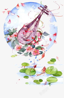 琵琶中国风古风插画高清图片