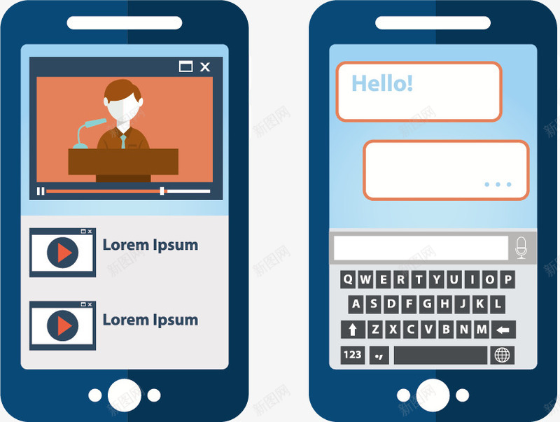 视频媒体社交聊天界面png免抠素材_新图网 https://ixintu.com ui设计 免抠png素材 免费png素材 界面设计 移动端设计 视频 键盘模型
