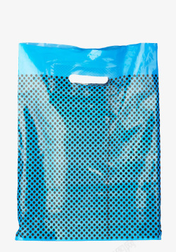 蓝色波点塑料购物袋素材