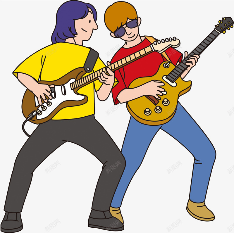 弹吉他的男人png免抠素材_新图网 https://ixintu.com 乐器 动听的 卡通 手绘 摇滚 时尚的 音乐