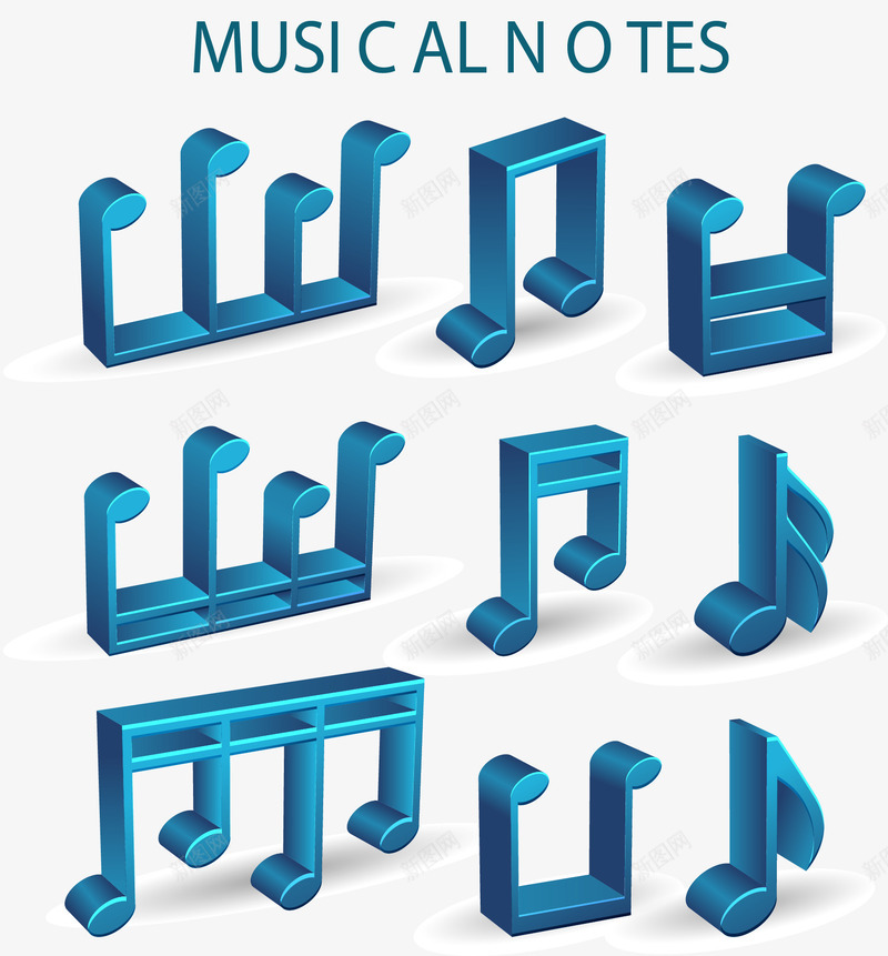 精致蓝色音符矢量图eps免抠素材_新图网 https://ixintu.com 矢量素材 立体 精致 蓝色 音乐 音乐培训 矢量图