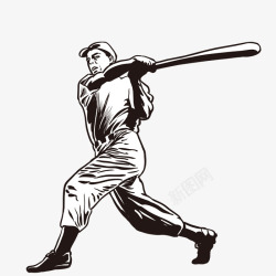 卡通棒球棒手绘棒球人物高清图片