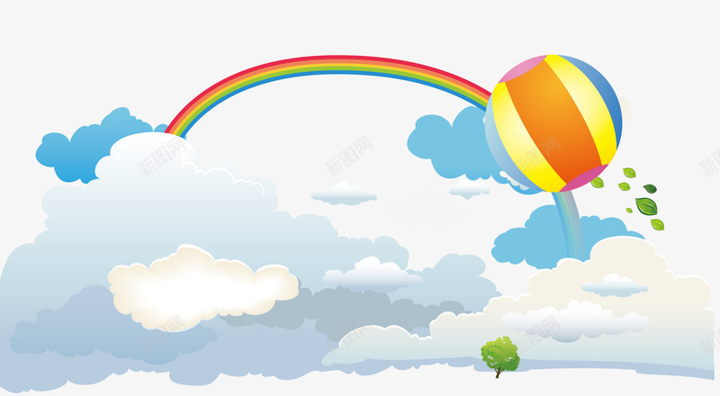 卡通云朵后的彩虹背景png免抠素材_新图网 https://ixintu.com 卡通云朵 卡通云朵后的彩虹背景 卡通彩虹 矢量卡通云朵后的彩虹背景