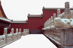 冬日故宫红墙雪景素材