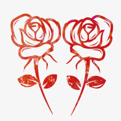 玫瑰涂鸦卡通红色玫瑰花色彩矢量图高清图片