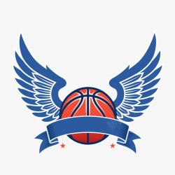 篮球标签篮球蓝色翅膀文案背景高清图片