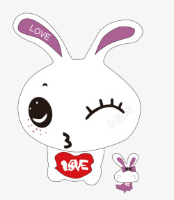 love表情可爱的小兔子矢量图高清图片