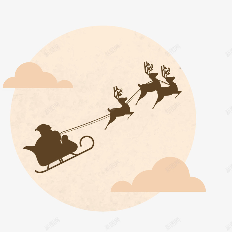 圣诞马车png免抠素材_新图网 https://ixintu.com 云 剪影 圣诞节 月亮 节日装饰 驯鹿