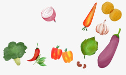 手绘彩色蔬菜合集素材