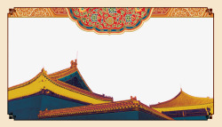 彩色中式建筑装饰边框素材