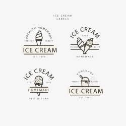 球徽logo黑色线条冰淇淋标识矢量图图标高清图片