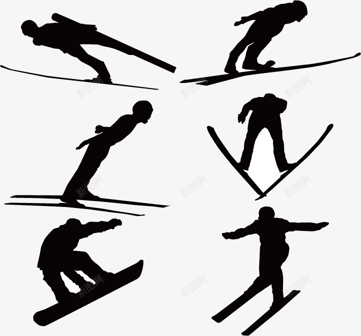 滑雪剪影png免抠素材_新图网 https://ixintu.com 人物剪影 体育运动 冬季运动 冰雪项目 滑雪