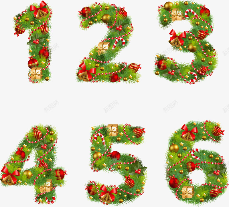 圣诞节数字png免抠素材_新图网 https://ixintu.com png图形 png装饰 圣诞节 数字 绿色 装饰
