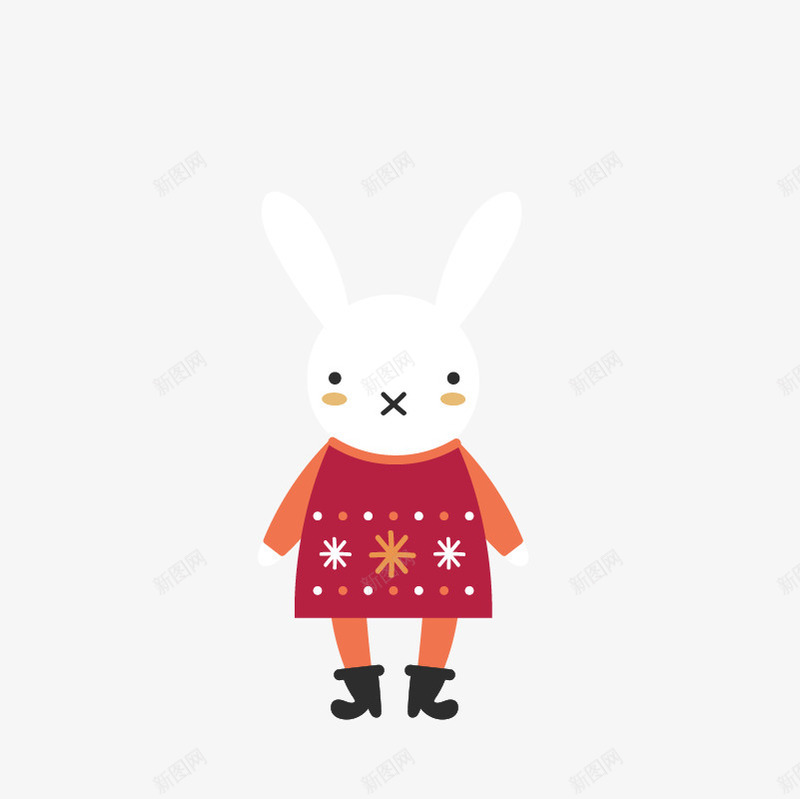 穿红色毛衣的可爱兔子png免抠素材_新图网 https://ixintu.com 冬季素材 卡通动物 圣诞元素