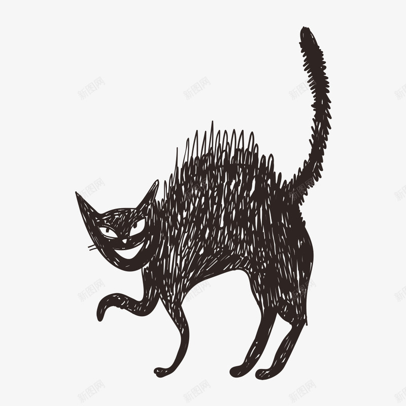 卡通小黑猫png免抠素材_新图网 https://ixintu.com 儿童画画 儿童绘本 动物插画 卡通动物漫画 卡通小黑猫 可爱 插画 贺卡