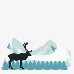 洁白的雪山雪山麋鹿高清图片